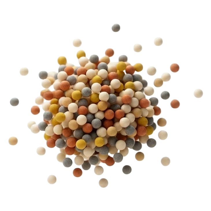 A cluster of personalized PRLS micropearls in natural colours